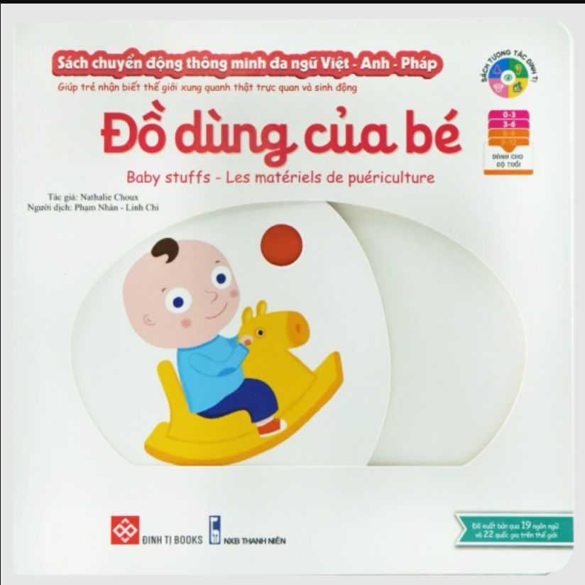 Sách chuyển động thông minh đa ngữ Việt – Anh – Pháp: Đồ dùng của bé