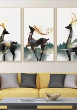 Tranh Treo Tường Tam Hươu Tài Lộc 02 (3 Tấm 40×60 cm)