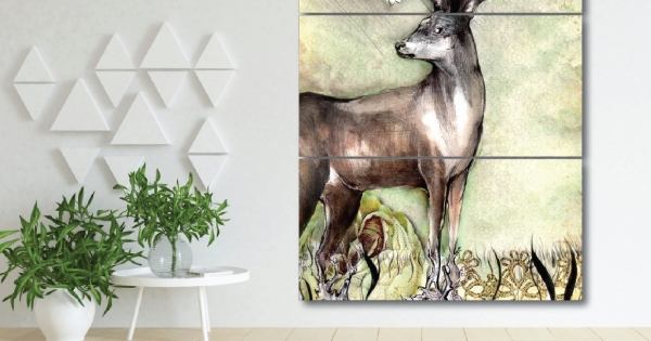 Tranh Treo Tường Chú Hươu 03 (3 Tấm 40×60 cm)