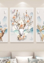 Tranh Treo Tường Tam Hươu Tài Lộc 03 (3 Tấm 40×60 cm)