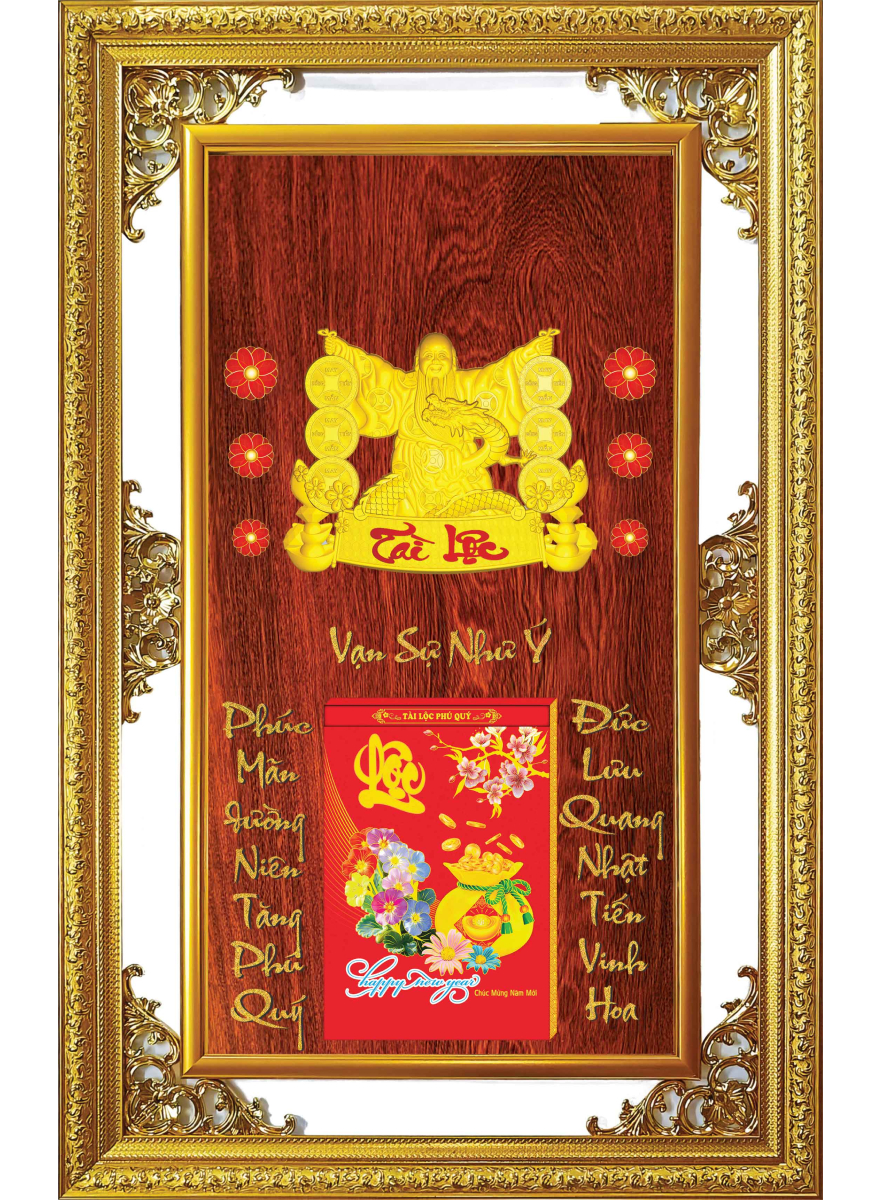 19 Mẫu Lịch Gỗ Cao Cấp 2026 Khung Đôi Vàng Dán Chữ Nổi (56 x 88 cm) – Vạn Sự Như Ý