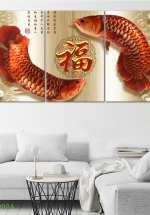 Tranh Treo Tường Cá Nghệ Thuật 19 (3 Tấm 40×60 Cm)