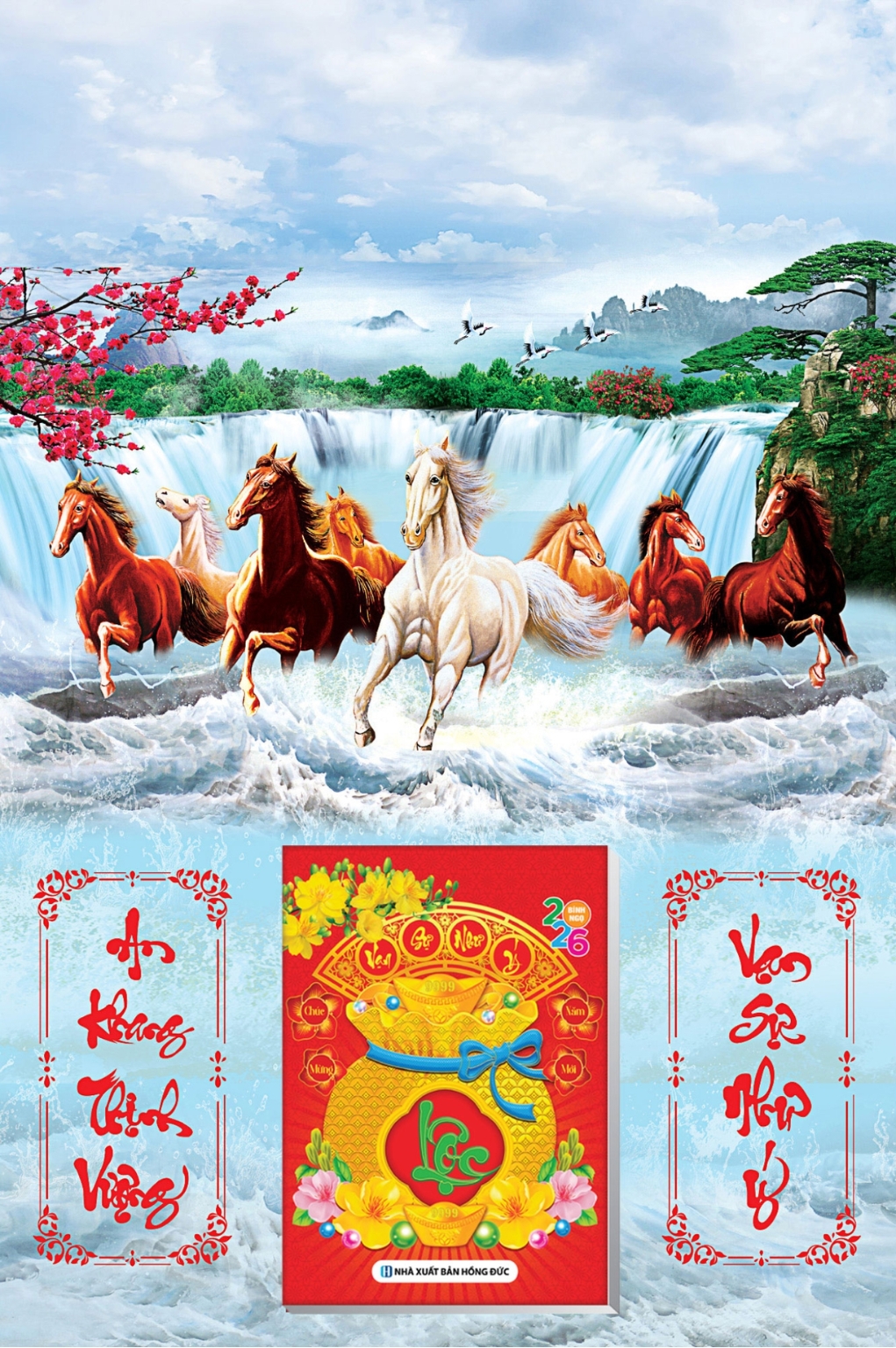 2 Mẫu Mã Đáo Thành Công – Lịch Treo Tường Laminate Tráng Gương 2026 (40×60 cm)