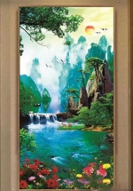 Tranh In 3D Cây Cầu Và Thác Nước Phong Thủy Đẹp Nhất – NS2564