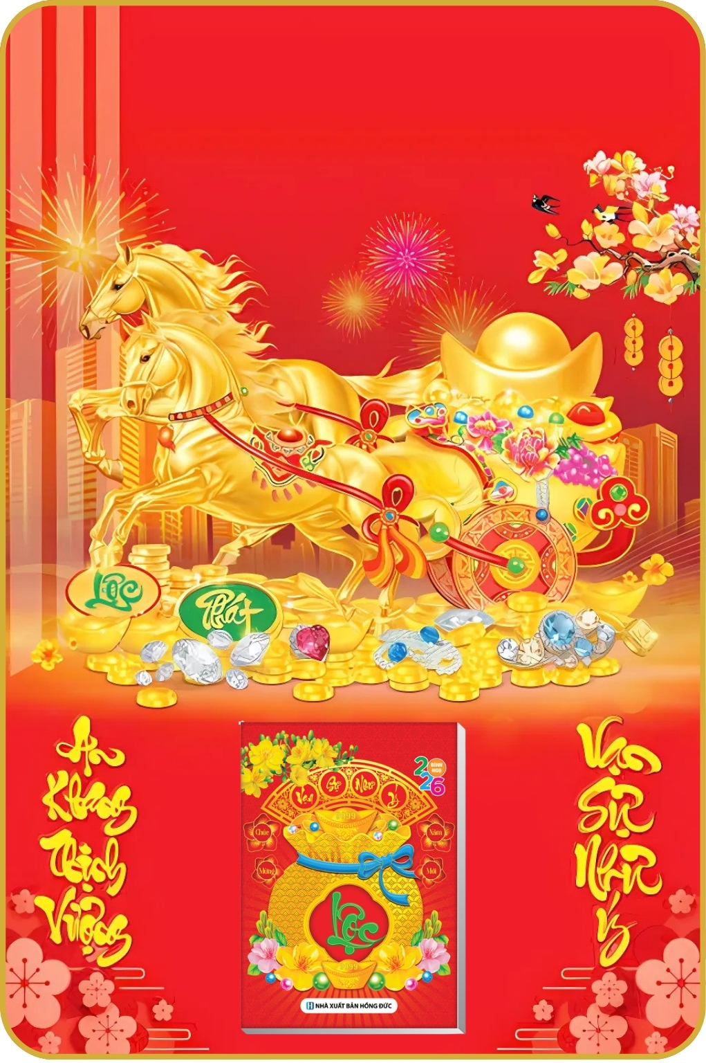 23 Mẫu Vàng Bạc Đá Quý – Lịch Treo Tường Laminate Tráng Gương 2026 (40×60 cm)