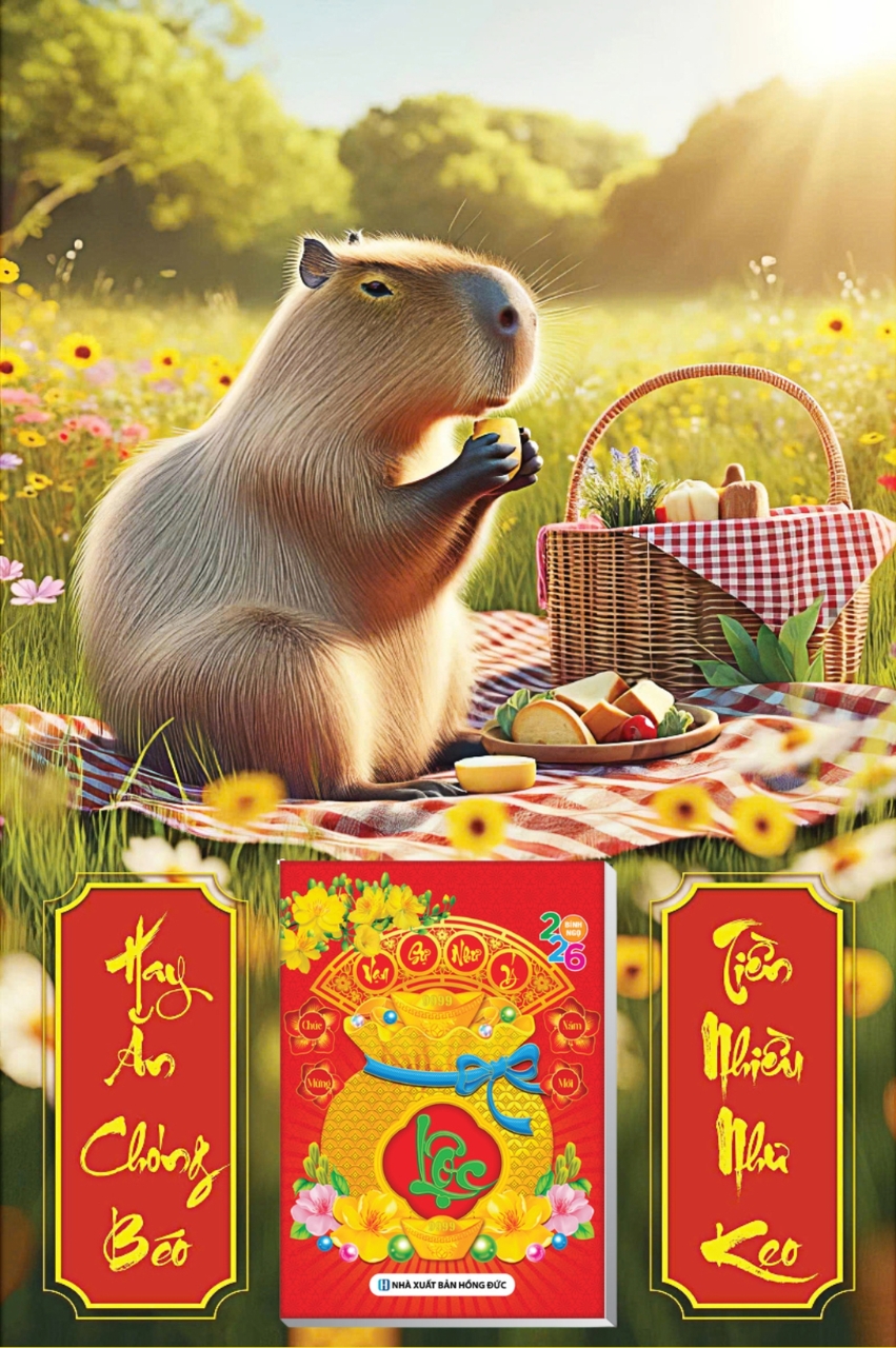 3 Mẫu Capybara – Lịch Treo Tường Laminate Tráng Gương 2026 (40 x 60 cm)