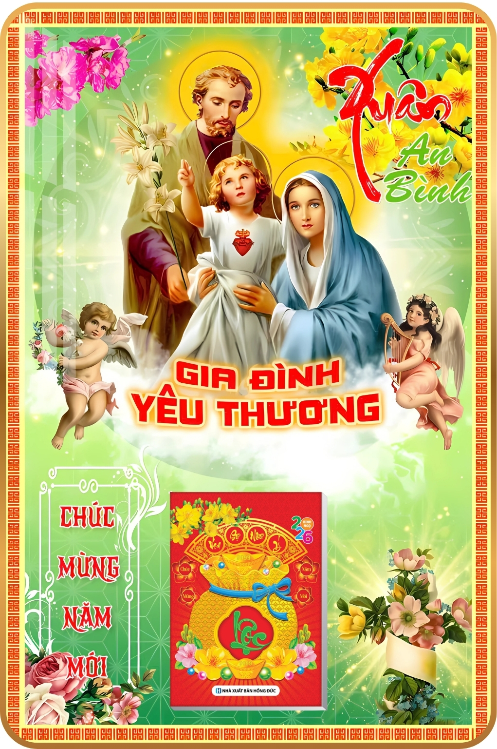 3 Mẫu Gia Đình Chúa – Lịch Treo Tường Laminate Tráng Gương 2026 (40×60 cm)