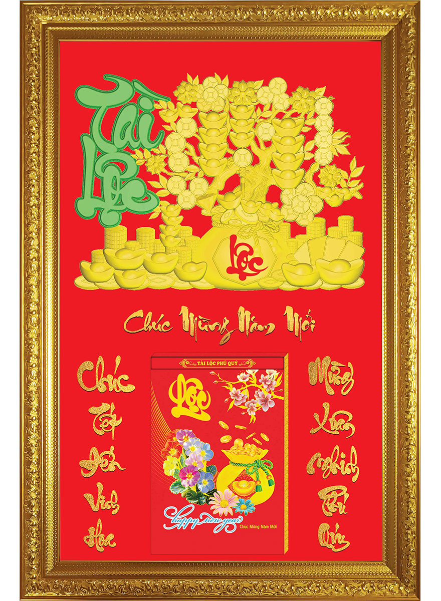 4 Mẫu Lịch Gỗ Chữ Lớn Cao Cấp 2026 Khung Đơn Vàng Dán Chữ Nổi (48 x 73 cm) – Chúc Mừng Năm Mới