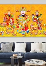 Tranh Treo Tường Ba Ông Thần Tài 01 (3 Tấm 40×60 Cm)