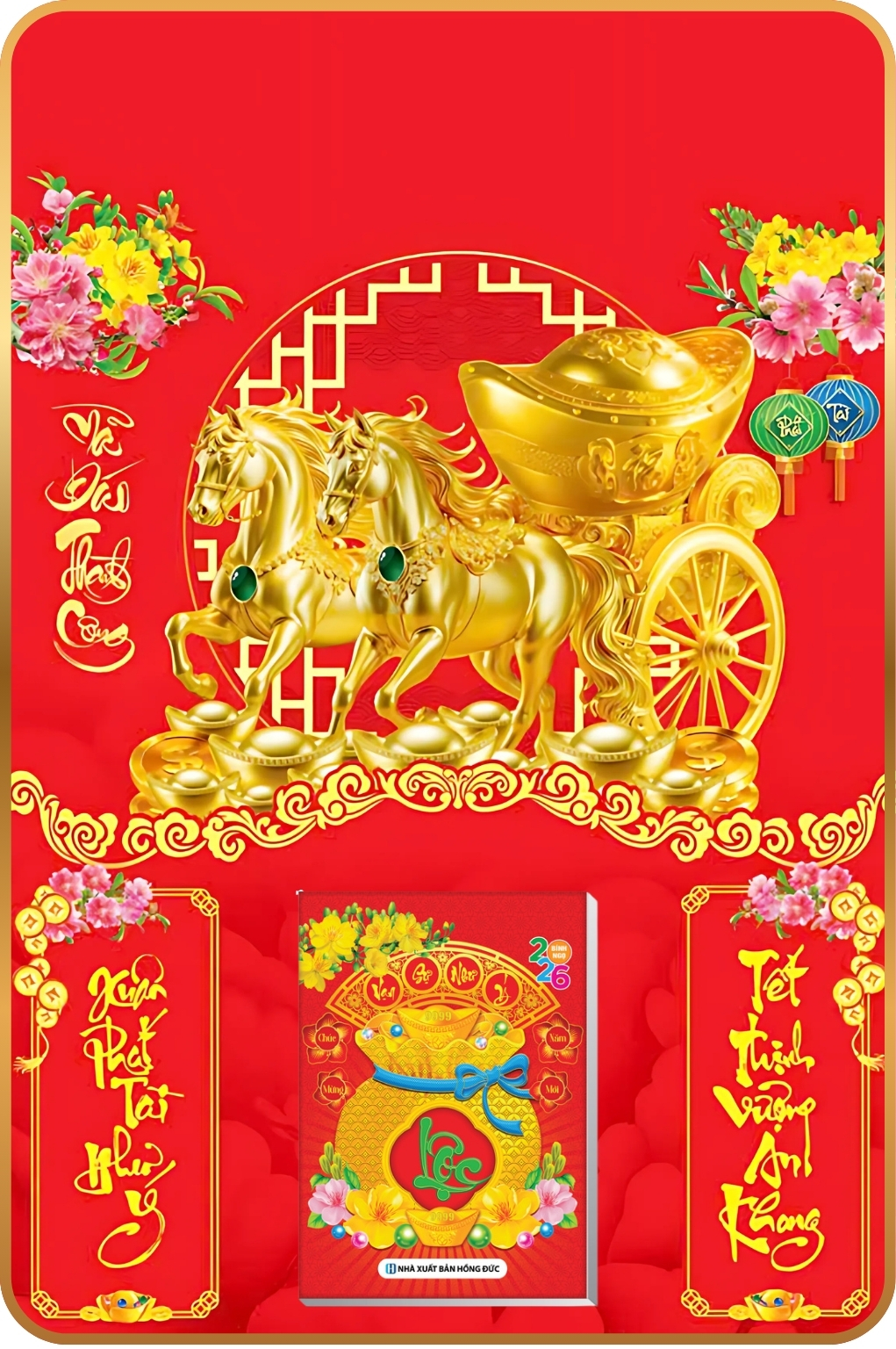 7 Mẫu Ngựa Vàng – Lịch Treo Tường Laminate Tráng Gương 2026 (40×60 cm)