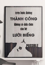 Tranh Động Lực Khắc Laser Trên Bước Đường Thành Công Không Có Dấu Chân Của Kẻ Lười Biếng