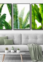 Bộ 3 Tranh Treo Tường 3 Lá Xanh 2 (3 Tấm 37x25x3 cm)