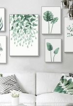 Bộ 6 Tranh Treo Tường Lá Xanh