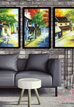 Bộ Khung Ảnh Tranh Sơn Dầu Phố Cổ