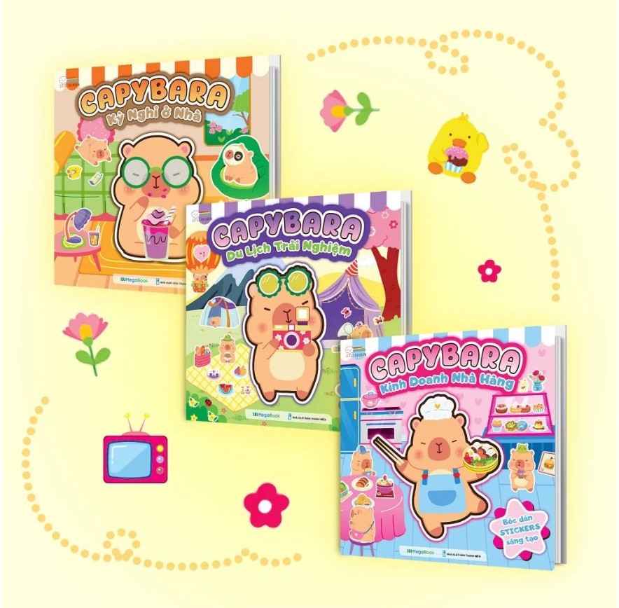 Combo Tranh Đồ Chơi Bóc Dán Sticker Capybara Cho Bé ( Bộ 3 Cuốn)