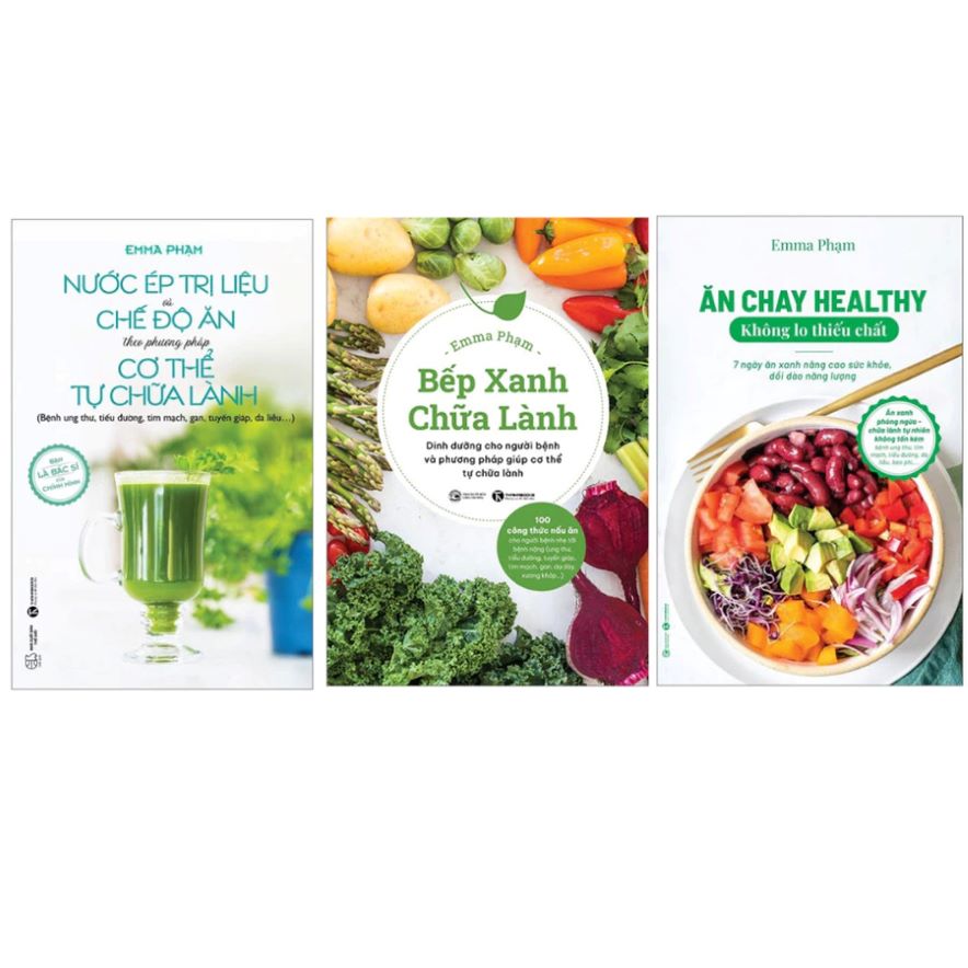 Combo Bếp xanh Chữa Lành + Ăn Chay Healthy + Nước Ép Trị Liệu (Bộ 3 Cuốn)