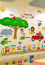 Combo Decal Ghép Hình Thú Tiếng Anh Và Xe Lửa