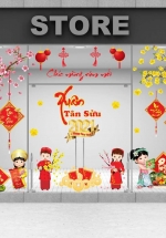 Combo Decal Trang Trí Cửa Kính Ngày Tết 16 Năm 2021