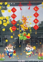 Combo Decal Trang Trí Kính Ngày Tết Bé Chúc Tết Tân Sửu