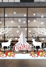 Combo Decal Trang Trí Merry Christmas Và Tuần Lộc Trắng (Bộ 6 Tấm)