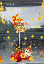 Combo Decal Trang Trí Tết Xuân Tân Sửu 2021 Mẫu 2
