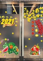Combo Decal Trang Trí Tết Xuân Tân Sửu 2021 Mẫu 9 (Bộ 5 Tấm)