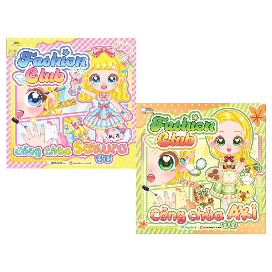 Combo Fashion Club – Công Chúa Aki + Công Chúa Sakura (Đồ Chơi Bóc Dán 400+ Sticker Cho Bé) (Bộ 2 Cuốn)