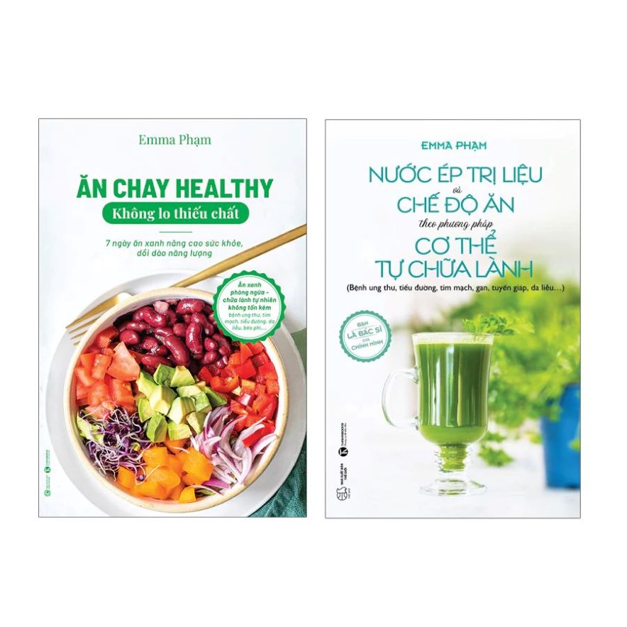 Combo Nước Ép Trị Liệu + Ăn Chay Healthy Không Lo Thiếu Chất (Bộ 2 Cuốn)