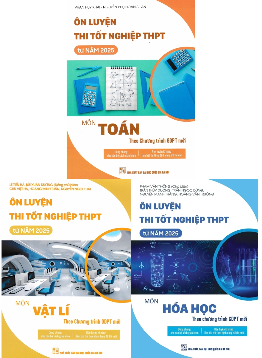 Combo Ôn Luyện Thi Tốt Nghiệp THPT Môn Toán + Vật Lí + Hóa Học 2025 (Bộ 3 Cuốn)