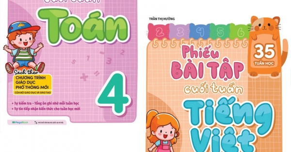 Combo Phiếu Bài Tập Cuối Tuần Toán + Tiếng Việt Lớp 4 (35 Tuần Học) (Bộ 2 Cuốn)