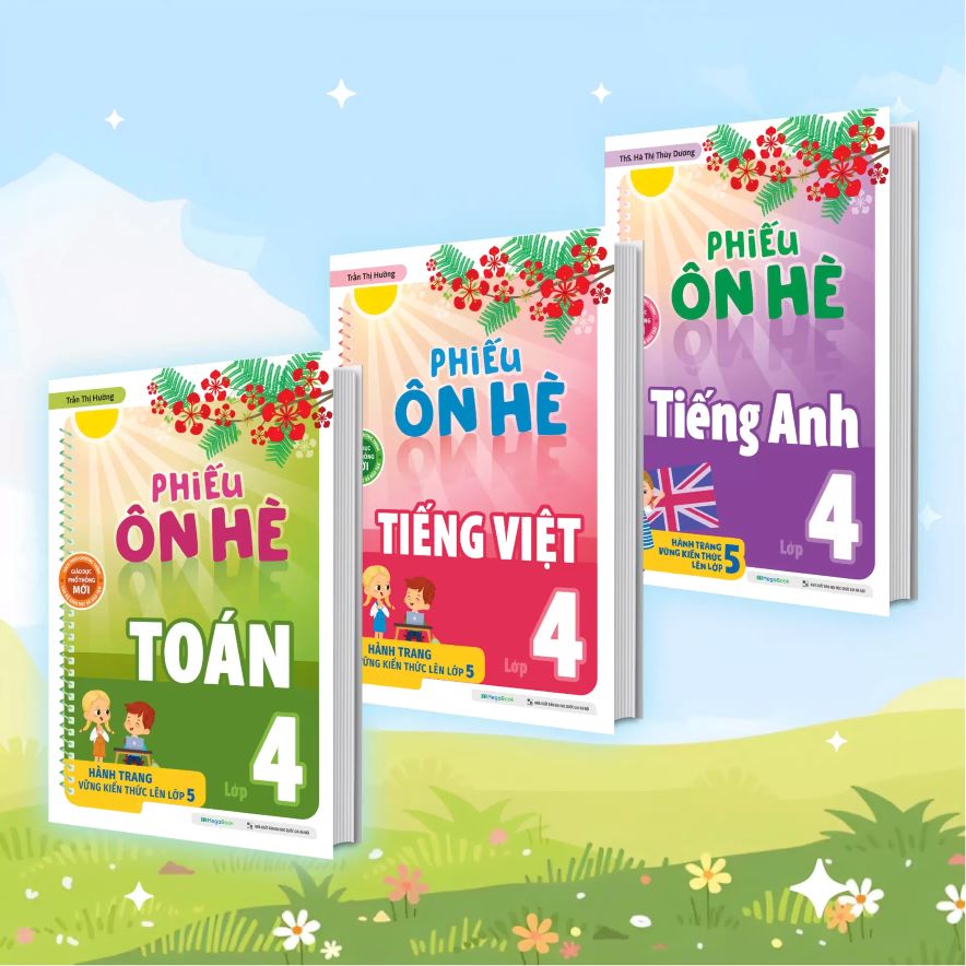 Combo Phiếu Ôn Hè Toán – Tiếng Việt – Tiếng Anh Lớp 4 – Hành Trang Vững Kiến Thức Lên Lớp 5 (Bộ 3 Cuốn)
