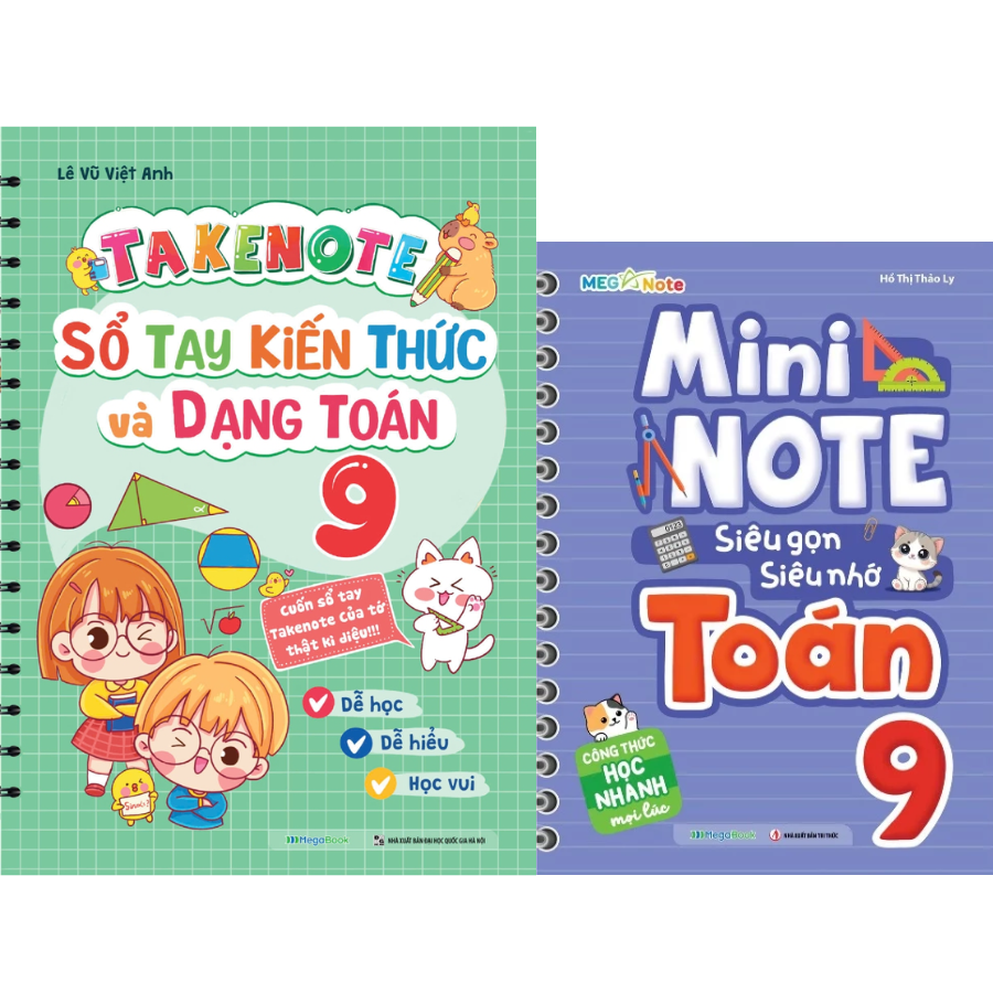 Combo Takenote – Sổ Tay Kiến Thức Và Dạng Toán + Mininote – Siêu Gọn, Siêu Nhớ Toán Lớp 9 (Bộ 2 Cuốn)