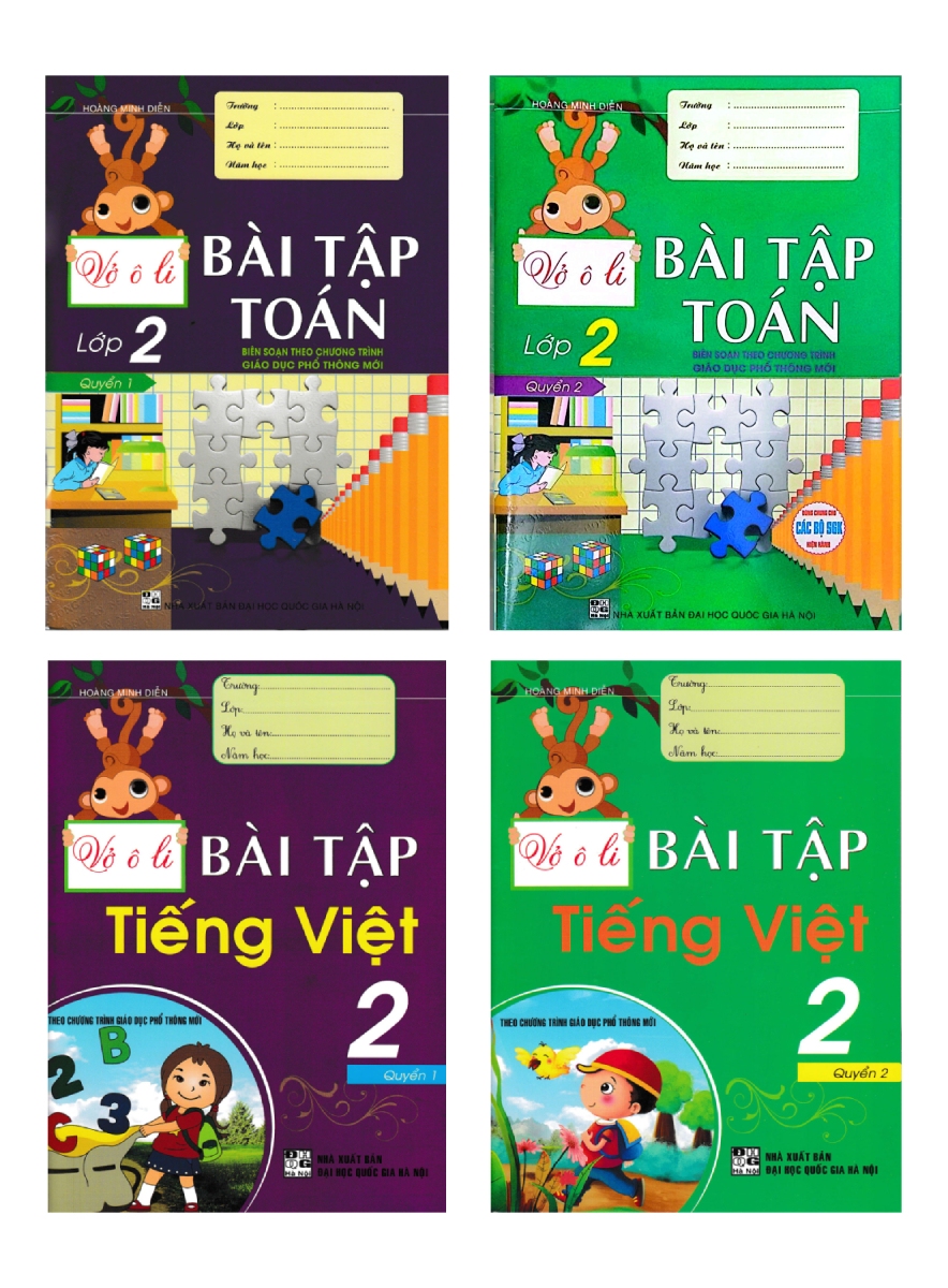 Combo Vở Ô Li Bài Tập Toán – Tiếng Việt Lớp 2 (Theo Chương Trình Giáo Dục Phổ Thông Mới) (Bộ 4 Cuốn)