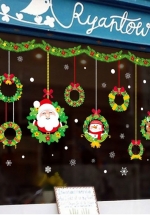 Decal 2 Mặt Dây Treo Ông Già Noel Và Vòng Nguyệt Quế