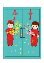 Decal Bé Và Hoa Chúc Tết