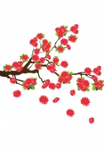 Decal Cành Đào Đỏ May Mắn