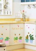 Decal Trang Trí Chậu Xương Rồng Hoạt Hình