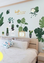 Decal Dán Tường Chậu Cây Xanh Lá To