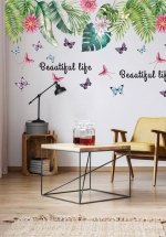 Decal Dán Tường Giàn Lá Xanh Và Bướm