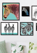 Decal Dán Tường Khung Ảnh Ngựa Vằn
