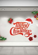 Decal Dán Tường Merry Christmas Và Nón Noel