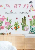 Decal Dán Tường Vườn Hoa Và Hồng Hạc