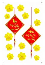Decal Mai Vàng Nở Rộ Mừng Năm Mới – Đào Hồng Khoe Sắc Đón Xuân Sang