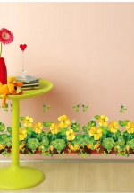 Decal Trang Trí Chân Tường Hoa Vàng 5 Cánh