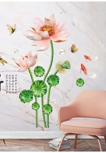 Decal Trang Trí Hoa Sen Hồng Nhạt