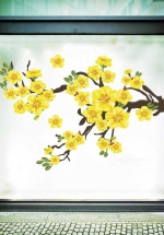 Decal Trang Trí Tết Mai Vàng Nở Rộ 3