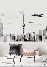 Decal Trang Trí Thành Phố Trắng Đen