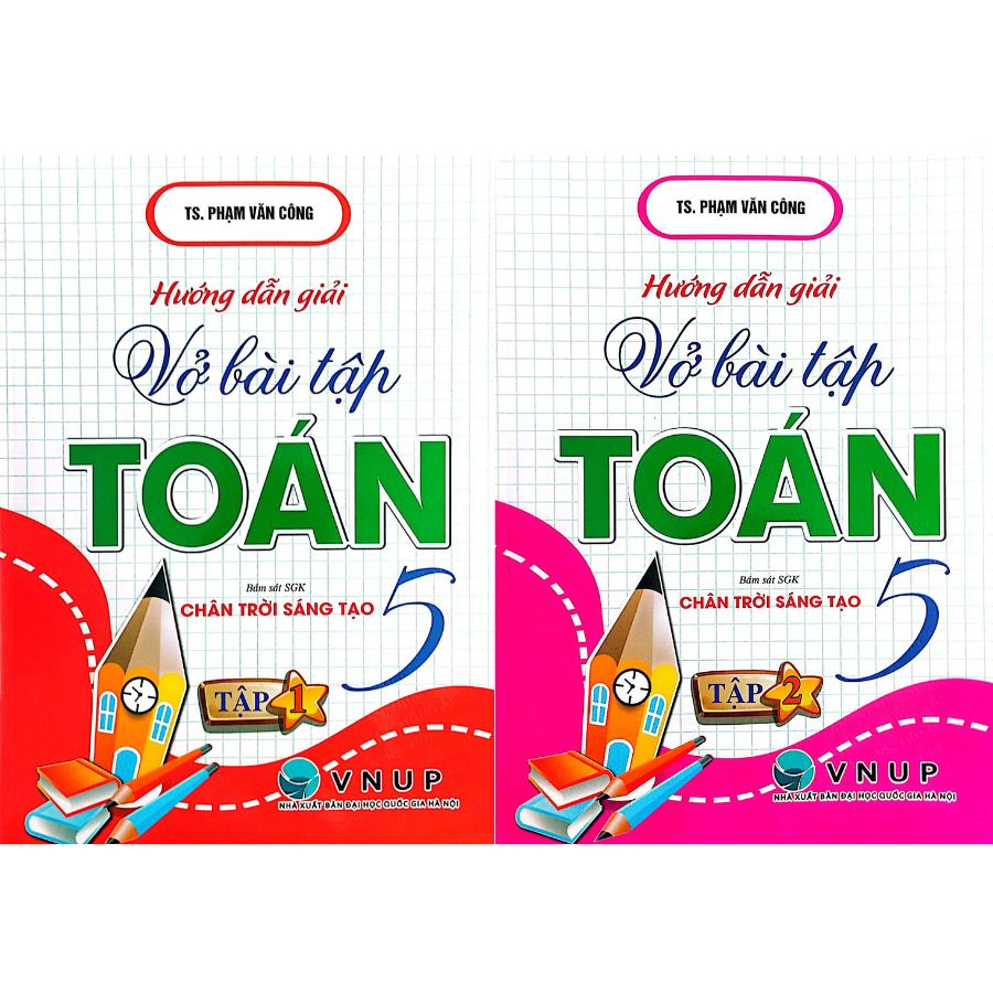 Combo Hướng Dẫn Giải Vở Bài Tập Toán 5 Tập 1 + 2 (Bám Sát SGK Chân Trời Sáng Tạo) (Bộ 2 Cuốn)