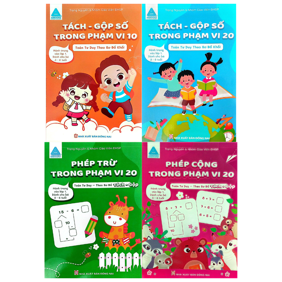 Combo Toán Tư Duy Cho Bé 3-6 Tuổi – Bộ 4 Cuốn Cộng Trừ Tách Gộp Số