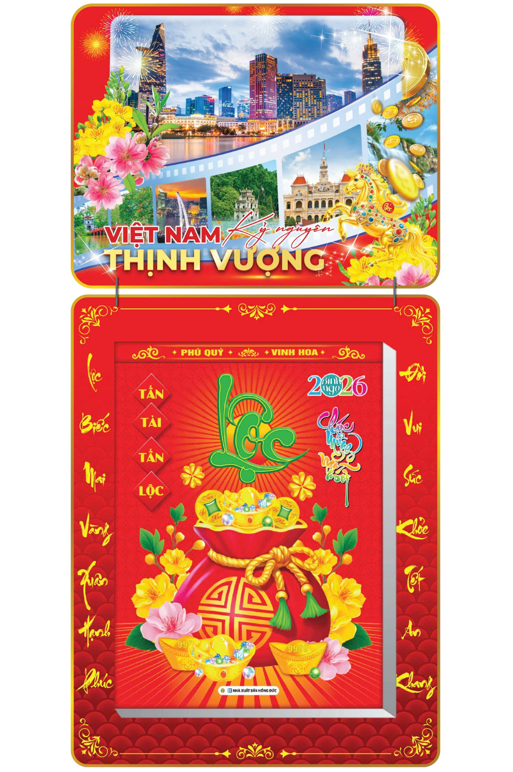 Lịch Bloc 2026 (30×40 cm) Siêu Cực Đại – Việt Nam Kỷ Nguyên Thịnh Vượng Trọn Bộ Đầu Treo Laminate